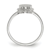 14k White Gold 7.0x6.5mm Open Back Signet Ring